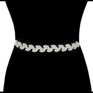 Bridal Rhinestone white ribbon belt